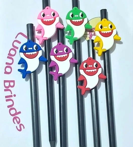 Lápis C/ponteira Baby Shark Emborrachado Pacote com 6 Peças