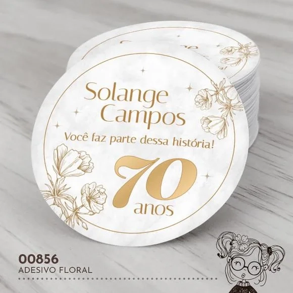 Adesivo Redondo Floral - 00856