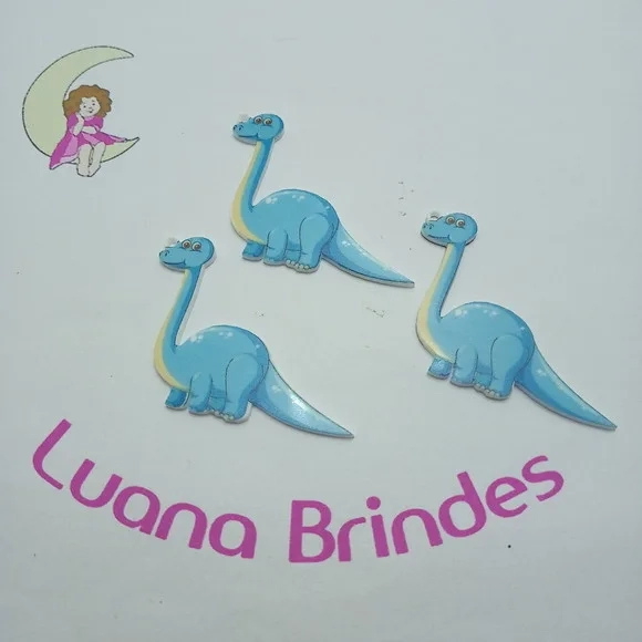 Pingente Dinossauro Azul Acrilico U.V. 4cm Pct 4 Unidades