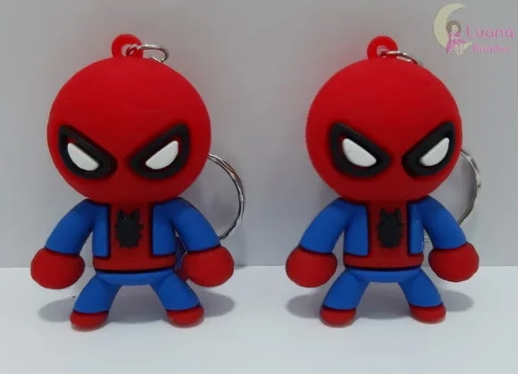 Chaveiro Homem Aranha de Borracha Pct 2 Unidades