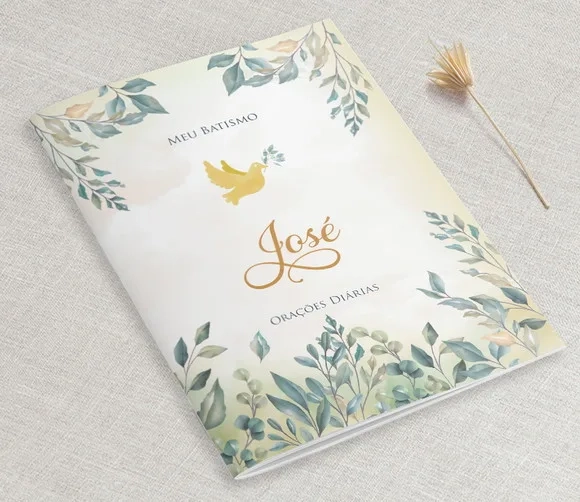 Lembrancinha Batizado Folhagem Livro De Orações