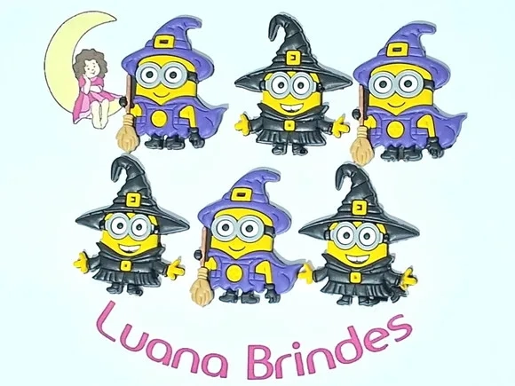 Aplique Minions Halloween Emborrachado Pacote com 6 Unidades