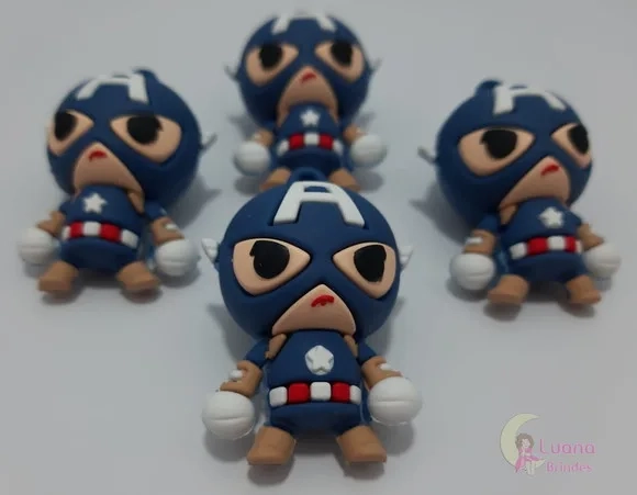 Pingente Capitão América de Borracha - 4,8cm - pct c/2 unid
