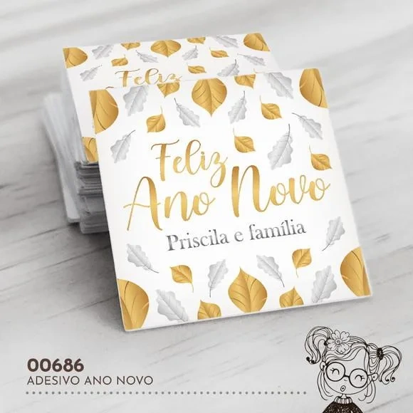 Adesivo Quadrado Feliz Ano Novo - 00686