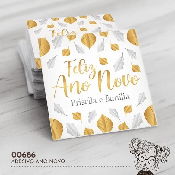 Adesivo Quadrado Feliz Ano Novo - 00686