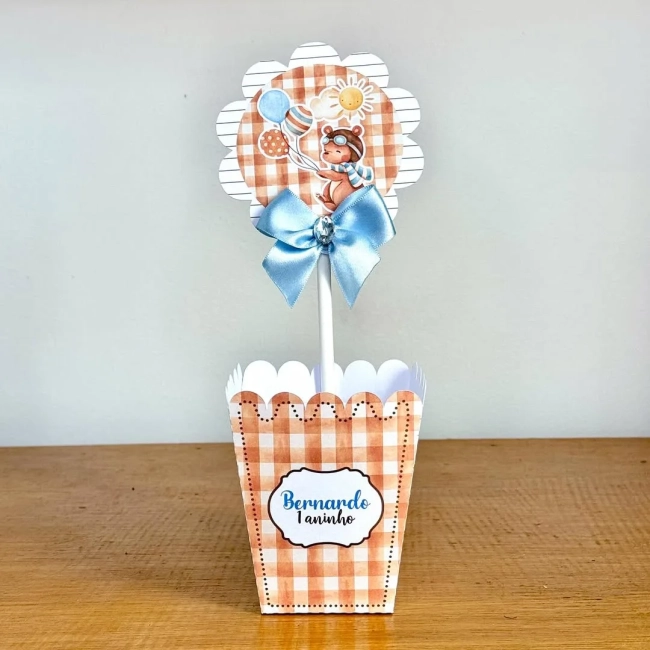 PEGUE E MONTE - Centro de Mesa URSINHO AVIADOR - Decoração de Festa | Lembrancinhas | Aniversário | Personalizados