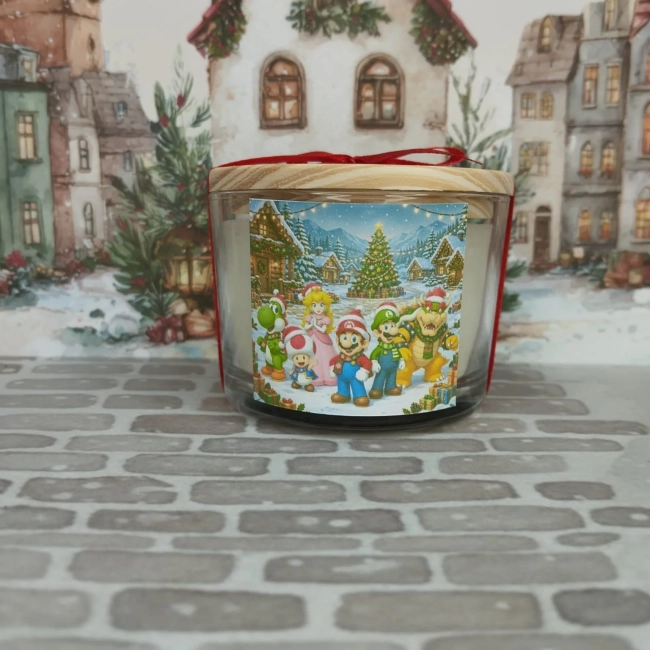 Vela Aromática no Copo Personalizada Natal Super Mario - Trabalhamos com outros temas - Informar  tema no chat