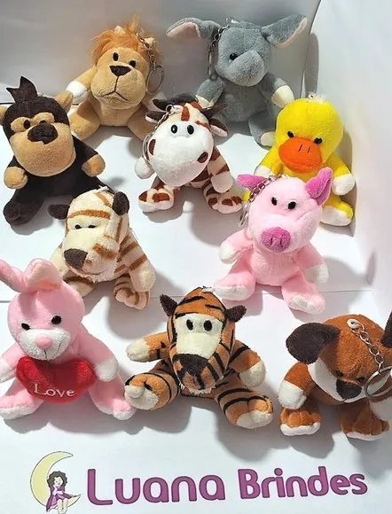 Chaveiro Bichinhos de Pelúcia 10cm Pacotes com 1 Peça
