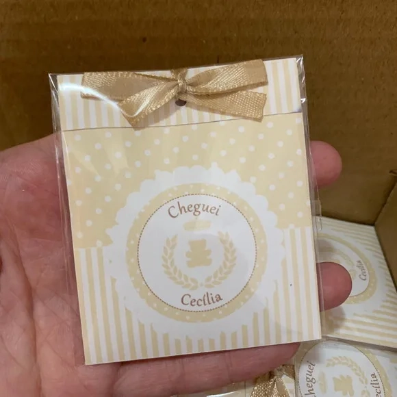 Lembrancinha Maternidade Sachê Aromático Gaveta Ursinha Bege