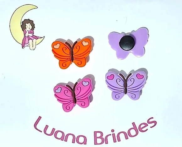 Pins de Crocs Borboleta Emborrachado Pacote com 6 Unidades
