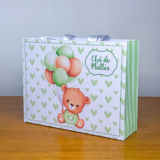 PEGUE E MONTE - Sacolinhas Personalizadas URSINHO VERDE - Decoração de Festa | Lembrancinhas | Aniversário | Personalizados