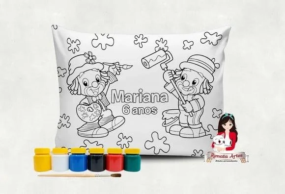 Almofada com Tinta para Colorir Patati e Patata