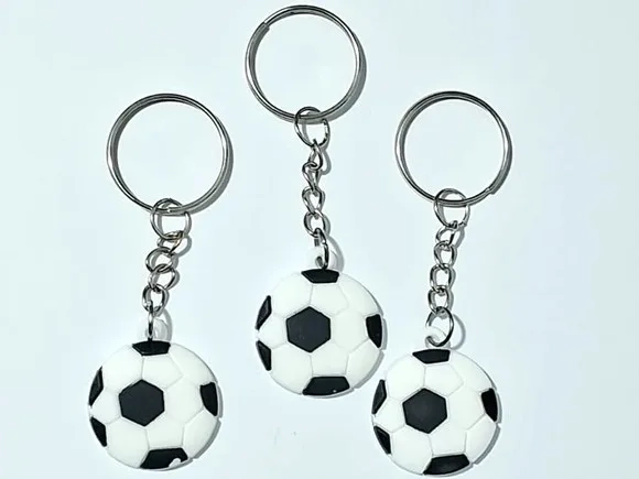 Chaveiro Bola de Futebol Emborrachados Pacote com 6 Peças