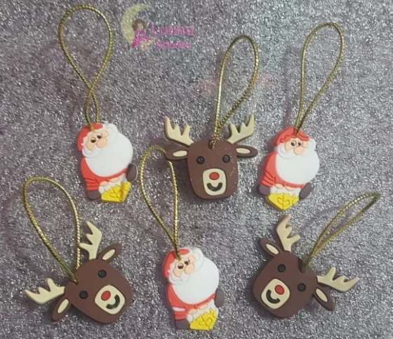Pingentes para Árvore de Natal de Borracha - Pct C/6 Unid