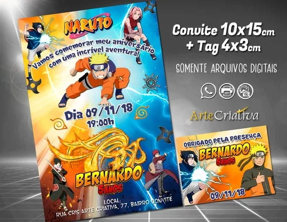 CONVITE DIGITAL C/TAG Naruto