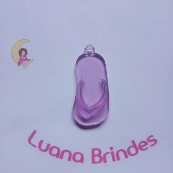 Chinelo Pingente Lilás de Acrilico 5cm Pct 12 Unidades