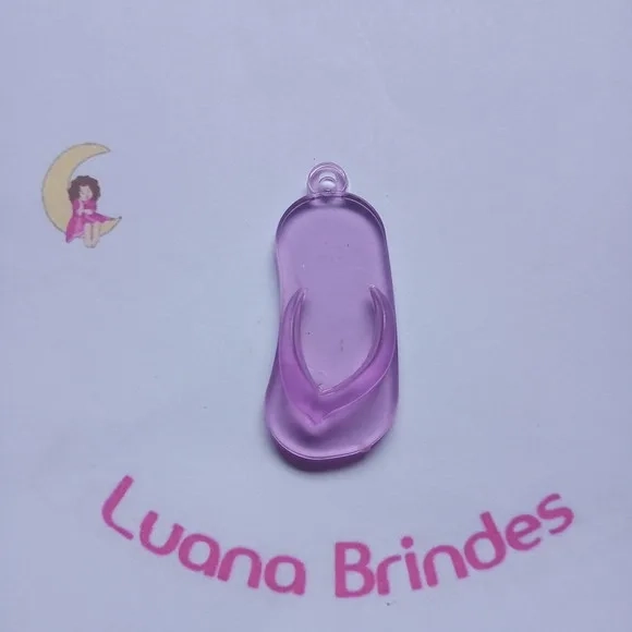 Chinelo Pingente Lilás de Acrilico 5cm Pct 12 Unidades