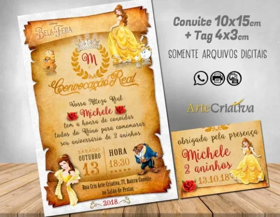 CONVITE DIGITAL C/TAG Pergaminho Bela