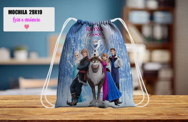 Mochilinha personalizada para lembrancinha da Frozen