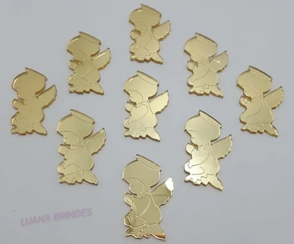 Apliques Eucaristia e Anjo Acrílico Espelhado-pct C/3 Kit