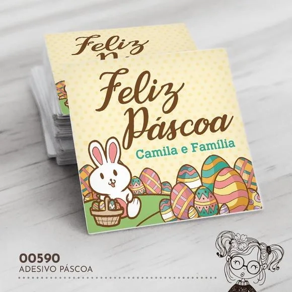 Adesivo Quadrado Páscoa - 00590