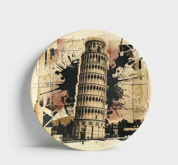 Prato Porcelana Itália 21cm - Torre de Pisa Urban Art