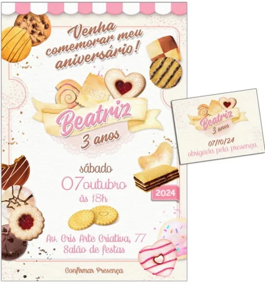 Convite Digital C/tag Biscoito