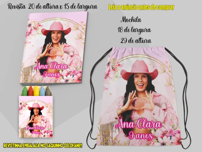 Kit Lembrancinhas Mochila e Revista de Colorir da Ana Castela