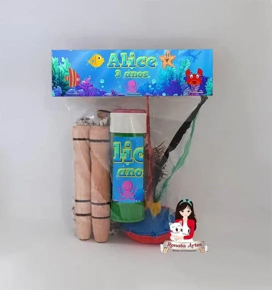Kit Lembrancinha com Bolha de Sabão Fundo do Mar