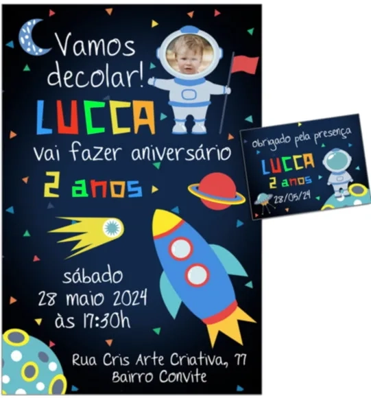 Convite Digital C/tag Espaço Astronauta 9