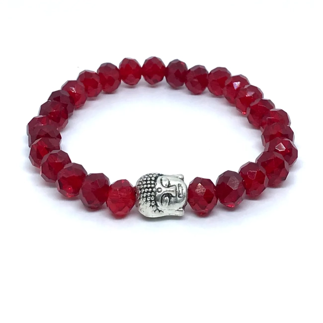 Pulseira Japamala com cristais vermelho 27 contas