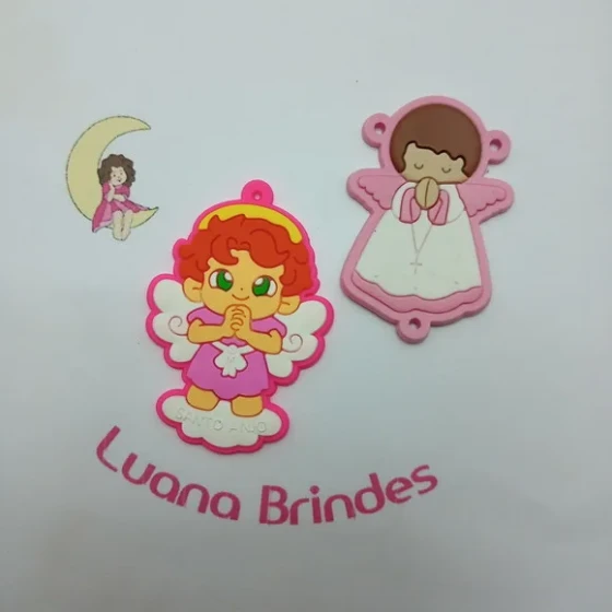 Kit Terço Santo Anjo e Anjinha Rosa de Borracha 2 Kits