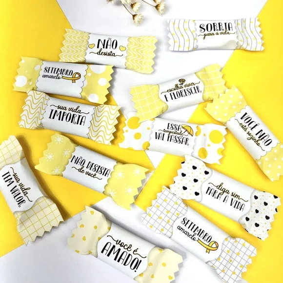 Balas Personalizadas Setembro Amarelo - 50 Unidades