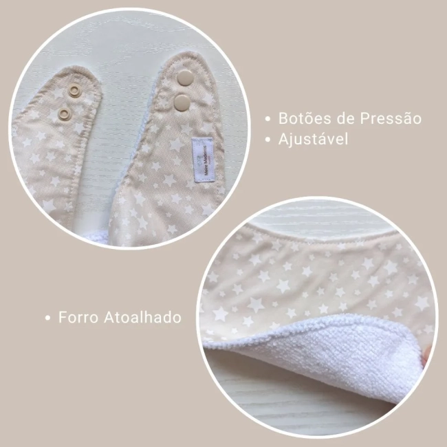 Kit 3 Babadores Bandana Premium para bebê - Bichinhos