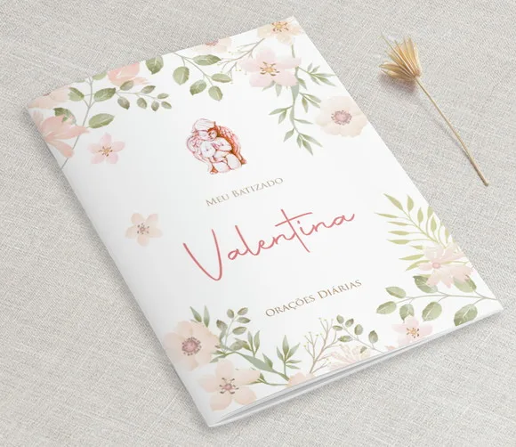 Lembrancinha Batizado Floral Vintage - Livrinho de Orações