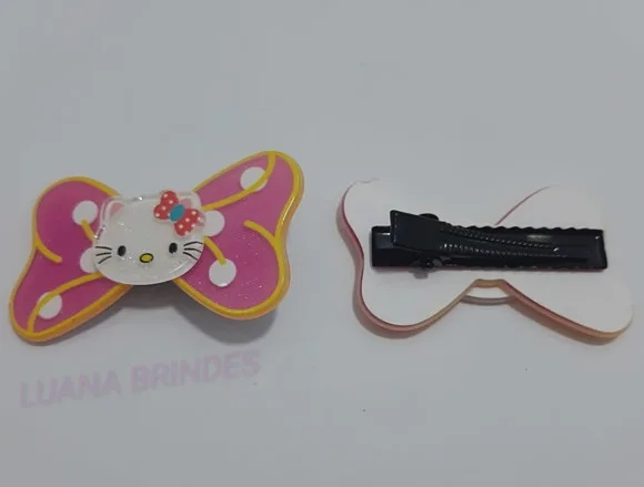 Presilha bico de pato da Hello Kitty p/ cabelo - pct c/1 par
