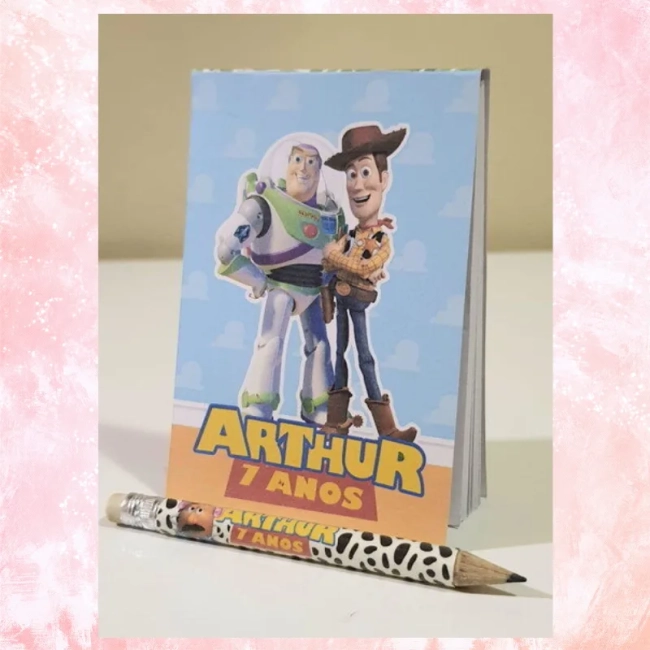 Kit bloquinho com mini lápis Toy Story