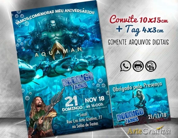 CONVITE DIGITAL C/TAG Aquaman