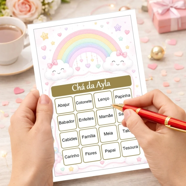 Bingo Chá de Bebê Menina PDF Para Imprimir