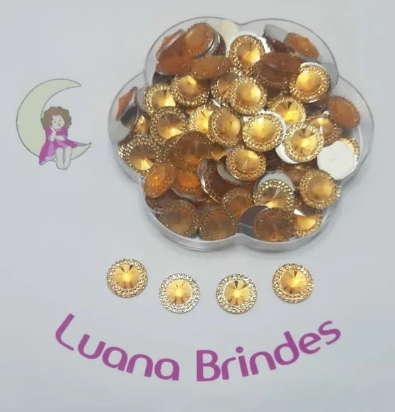 Chaton Dourado Redondo - 20mm - pacotes com 50 unidades.