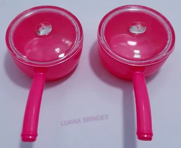 Panelinhas Pink e Branco de acrílico c/tampa - pct c/11 unid