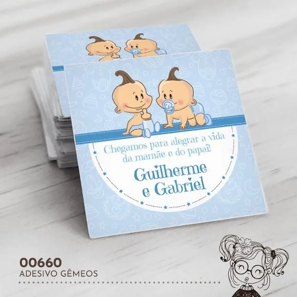 Adesivo Quadrado Nascimento Gêmeos - 00660