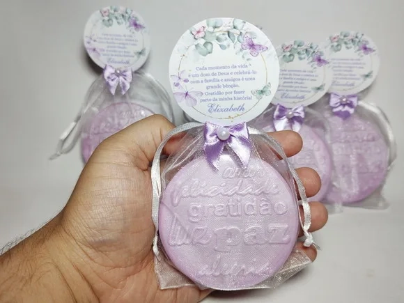 Lembrancinha de Aniversário: Sabonete Desejos de Gratidão G