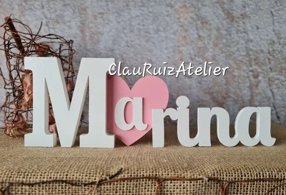 Letras de MDF -Nomes Coração