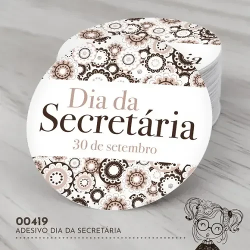 Adesivo Redondo Dia da Secretária - 00419
