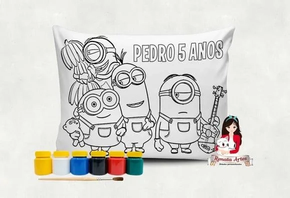 Almofada com Tinta para Colorir Minions