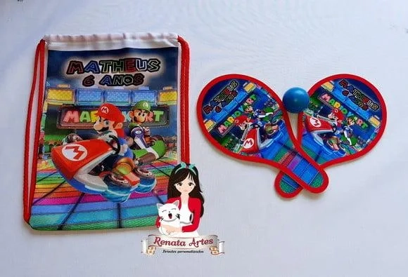 Mochila Ping Pong Personalizada Tema Super Mario Kart