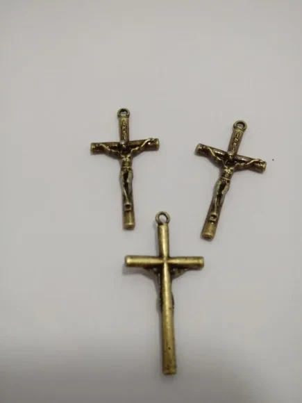 Pingente de Crucifixo Ouro Velho 4cm - 4 Unidades