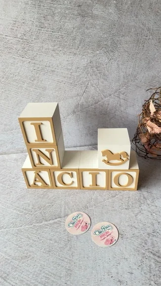 Cavalinho de Balanço + Cubos 6x6cm Ts Decoração Bebê