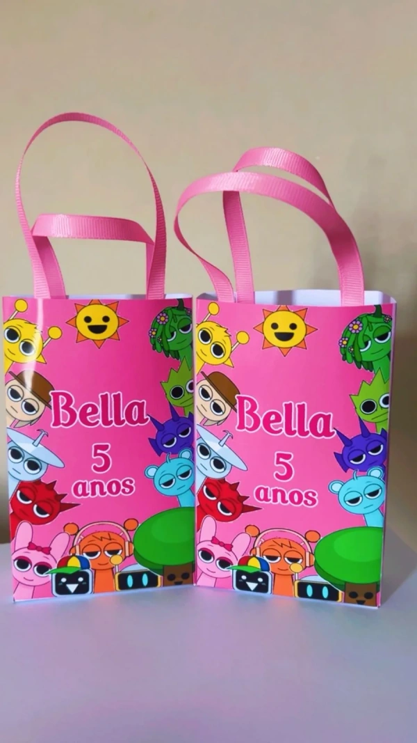 Sacolinhas Personalizada Sprunki Rosa Lembrancinhas Para Aniversário